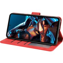 4U Sky Xiaomi Redmi Için Note 12 Pro 5g/note 12 Pro Speed ​​5g/poco X5 Pro 5g Pu Deri Deri Stand Cüzdan Kapağı Strap-Red ile (Yurt Dışından)