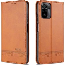 4U Sky Xiaomi Için Redmi Note 10 4g/redmi Not 10S/POCO M5S 4g Cüzdan Telefon Kılıfı Manyetik Absorpsiyon Katlama Stand Kapak Pu Deri Telefon Koruyucu-Brown (Yurt Dışından)