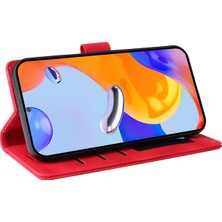 4U Sky Xiaomi Redmi Için Note 12 Pro 4g/note 11 Pro 4g (Mediatek)/note 11 Pro 5g (Qualcomm) Cilt Touch Deri Telefon Kılıf Cüzdan Katlama Stand Kabuk-Kırmızı (Yurt Dışından)