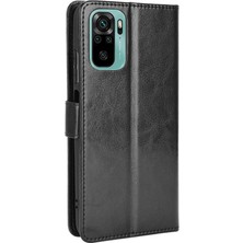 4U Sky Çılgın At Doku Cüzdan Tasarımı Pu Deri Stand Koruyucu Xiaomi Redmi Note 10 4g/not 10S/POCO M5S 4g-Black (Yurt Dışından)