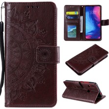 4U Sky Mandala Desen Cüzdanı Standı Deri Flip Case Xiaomi Redmi Not 7s/not 7/not 7 Pro (Hindistan) -Bark Brown (Yurt Dışından)