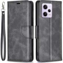 4U Sky Xiaomi Redmi Için Telefon Kapağı Not 12 Pro 5g/note 12 Pro Speed ​​5g/poco X5 Pro 5g Anti-Drop Cüzdan Standı Kılıf Dergi Deri Kapağı Strap-Black (Yurt Dışından)