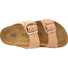 Fly Soft Milano Deri Kadın Terlik Pudra