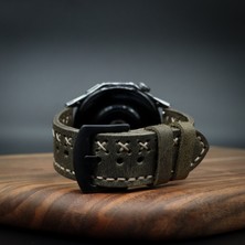 North's Nature Huawei Watch Gt Uyumlu Ultimate Çapraz Dikişli Haki 22MM Saat Kordonu