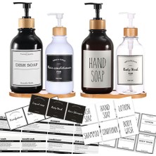 Yaci Shop Kahverengi Tarzı 500 ml ml Sabunluk Şişe Bambu Pompa Banyo Taşınabilir Sabun Şişesi Şampuan Duş Jeli Doldurulabilir Şişe Su Geçirmez Etiket (Yurt Dışından)
