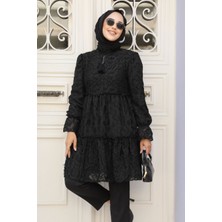Neva Style Kat Piliseli Siyah Tesettür Tunik 13921S