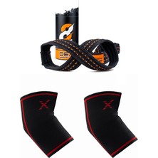 Dex Supports Lasting Energy Fitness Spor Dirseklik Elbow Sleeve+ 8 Loop Lifting Straps 2'li Set