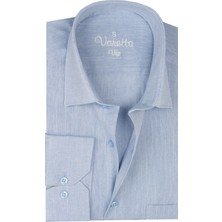 Varetta Erkek Mavi Uzun Kollu Keten Efektli Cepli Pamuklu Gömlek