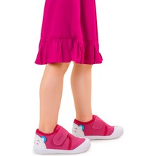 Kiko Kids Catly Cırtlı Kız Bebek Panduf Ayakkabı Fuşya Renkli Tekstil Materyal ile Rahat Kullanım