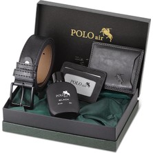 Polo Air Kutulu Erkek Parfüm Kemer Cüzdan Kartlık Set Pm-08