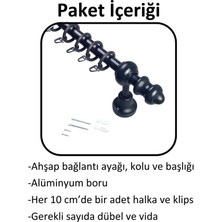 İzen Raysız Ahşap Klasik Rustik Perde Askısı (Alüminyum Boru) Halka ve Klips