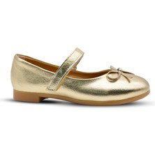 Kids A More Jessica Tek Cırtlı Pu Deri Kız Çocuk Babet Ayakkkabı Altın