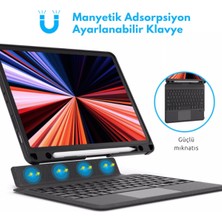 Fuchsia iPad Air 13 2024 A2898 - A2899 Uyumlu Fuchsia Touch Pad Bluetooth Klavyeli Standlı Mıknatıslı Kılıf