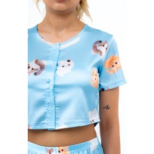 Bella Bonita Cute Cat Saten Şortlu Pijama Takımı