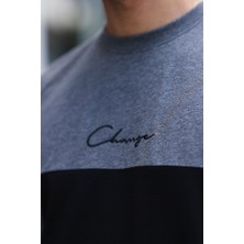 Aziso Erkek Iki Renk Nakışlı Regular Bisiklet Yaka %100 Pamuk T-Shirt