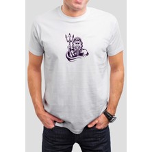 T-35 Poseidon Mızrak Baskılı Beyaz Unisex Tişört C627