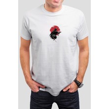 T-35 Samurai Baskılı Beyaz Unisex Tişört C615