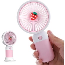 Qasul Cep Telefon Tutucu Mini Fan Masaüstü Taşınabilir  Çilek Görünümlü El Fanı