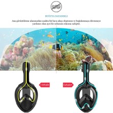 Inters Tech Şnorkel Dalış Maskesi Tam Yüz Buğu Engelleyici Fullface Yüzücü Maskesi Su Altı Keşifi L/XL