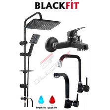 Blackfit Siyah Tepe Duş Seti Tasarruflu Duş Robotu Banyo Bataryası Mutfak Bataryası Lavabo Bataryası