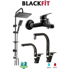 Blackfit Siyah Tepe Duş Seti Yağmurlama Duş Robotu Duş Başlığı Banyo Lavabo Bataryası Mutfak Çeşmesi