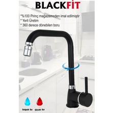 Blackfit Siyah Mix Banyo Bataryası Çift Su Girişli Lavabo Bataryası Mutfak Bataryası 5 Yıl Garantili