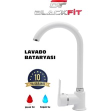 Blackfit Delta Lüks Çift Su Girişli Beyaz Banyo Lavabo Bataryası