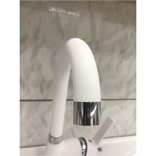 Blackfit Beyaz Kısa Lavabo Bataryası Delta Banyo Sıcak Soğuk Su Girişli Musluk