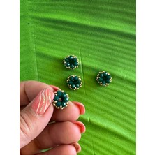 Gönülden Tasarım 1x1 cm 4 Adet Miyuki Delica Boncuk Ve Kristal Boncuklu Çiçek Takı Aksesuarı