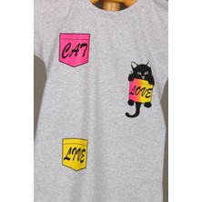 Bubus Minik Kedi Baskılı Kız Tişört