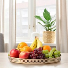 IKEA Gokvalla Yuvarlak Tepsi Bakır Rengi 35 cm Paslanmaz Çelik