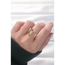 Ely Shop Harfli Altın Renk Ayarlanabilir Yüzük