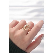 Ely Shop Harfli Altın Renk Ayarlanabilir Yüzük