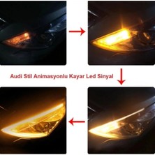 Tiger Marketing Selamlamalı Açılış Animasyonlu Far Kaşı Beyaz Audi Stil Kayar Sinyalli Far Üstü Slim LED