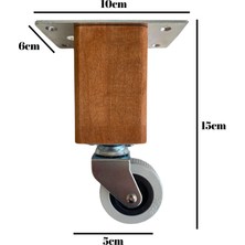 DS Yapı Kale Ahşap Tekerli Ayak Mobilya Masa ve Dolap Tekerli Ayağı FRENSIZ(12CM - 15CM)(KAYIN/GÜRGEN)