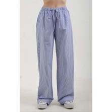 Zelish My Sister Mavi Beyaz Çizgili Poplin Pantolon