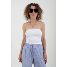 Zelish My Sister Mavi Beyaz Çizgili Poplin Pantolon