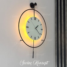 Sevinç Konsept Led'li Kristal Cam Tiktok 40 cm Siyah, Modern Dekoratif Sarkaçlı Metal Duvar Saati