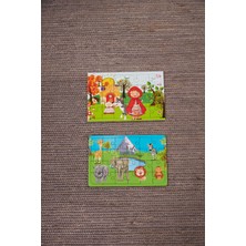 Hoby Games Okul Öncesi Başlangıç Yapboz Kırmızı Başlıklı Kız Ve Safari Puzzle Ahşap Puzzle Set