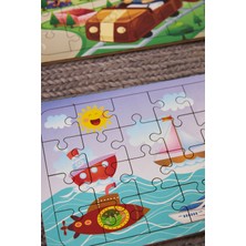 Hoby Games Okul Öncesi Başlangıç Yapboz Lunapark Maceram Ve Deniz Araçları Ahşap Puzzle Set