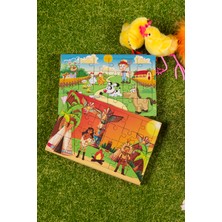 Hoby Games Okul Öncesi Başlangıç Yapboz Çiftliğim Ve Kızılderili Ahşap Puzzle Set