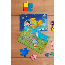 Hoby Games Okul Öncesi Başlangıç Yapboz Uzaya Yolculuk Ve Safari Ahşap Puzzle Set