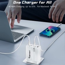 Wismann 100W Usb-C Güç Adaptörü 4 Port Gan (Akım Korumalı) Type-C Hızlı iPhone & Android & iPad & Macbook Şarj Cihazı (Type-C Kablo Dahildir)