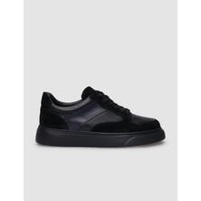 Cabani %100 Hakiki Deri Siyah Süet Bağcıklı Erkek Sneaker