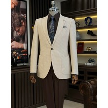 Terzi Adem Altun İtalyan stil slim fit torba cep erkek ceket bej T12240