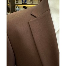 Terzi Adem Altun Klasik Kesim Regular Fit Ceket Yelek Pantalon Takım Elbise Kahverengi T12253