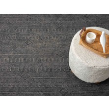 Carpetrium Home Antique Trk Antrasit Grey - Dört Tarafı Saçaklı Pamuklu Yıkanabilir Kilim