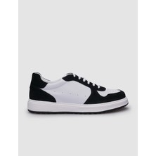 Cabani %100 Hakiki Deri Beyaz - Siyah Bağcıklı Erkek Sneaker