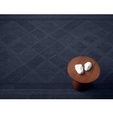 Carpetrium Home Antique Spt Dark Blue - Dört Tarafı Saçaklı Pamuklu Yıkanabilir Kilim