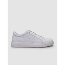 Cabani Silalia %100 Hakiki Deri Beyaz Bağcıklı Desenli Erkek Sneaker